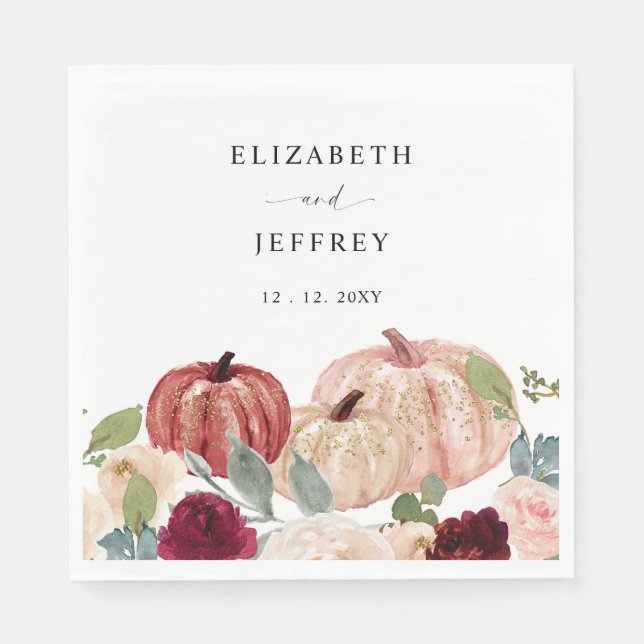 Rustic Modern Pumpkins Country Fall Wedding Napkin (Front)