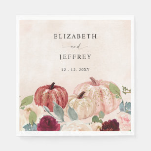 Rustic Modern Pumpkins Country Fall Wedding Napkin