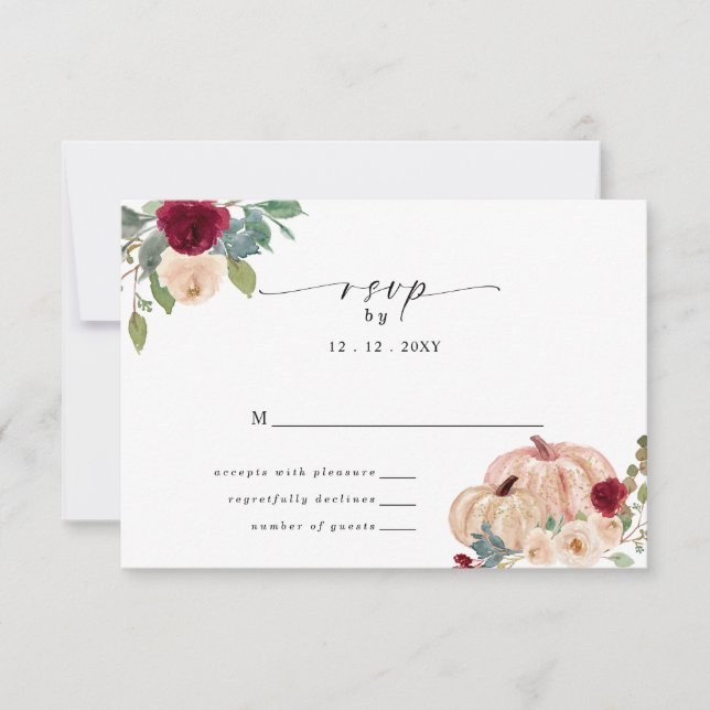 Rustic Modern Pumpkins Country Fall Wedding RSVP Card (Front)
