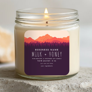 Rustic Modern Red Mountain Candle Label