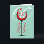 Rustic Modern Red Wine Glass 60th Birthday Card<br><div class="desc">Rustic Modern Red Wine Glass 60th Birthday Card. The design has an abstract red wine glass with an age number in it and on the background is the number in white colour. You can change the age. Great for a woman or a man who celebrates the sixtieth birthday.</div>