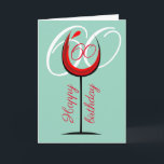 Rustic Modern Red Wine Glass 60th Birthday Card<br><div class="desc">Rustic Modern Red Wine Glass 60th Birthday Card. The design has an abstract red wine glass with an age number in it and on the background is the number in white colour. You can change the age. Great for a woman or a man who celebrates the sixtieth birthday.</div>