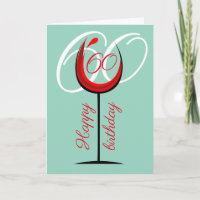 Rustic Modern Red Wine Glass 60th Birthday