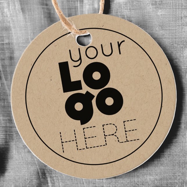 Rustic Modern Round Business Logo Kraft Hang Tag (Creator Uploaded)