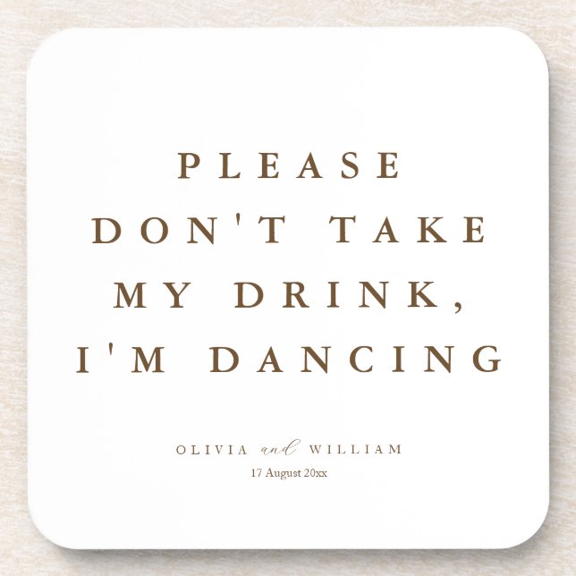Rustic Modern Script Personalised Wedding  Coaster (Front)