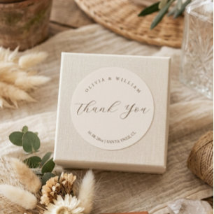 Rustic Modern Script Personalised Wedding Favour Classic Round Sticker
