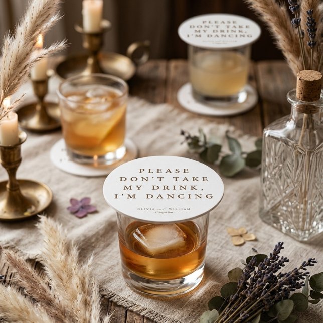 Rustic Modern Script Personalised Wedding  Round Paper Coaster (Creator Uploaded)