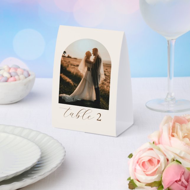Rustic Modern Script Photo Wedding Table Numbers (Insitu(Wedding))