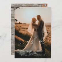 Rustic Modern Script Wedding Photo Save the Date 