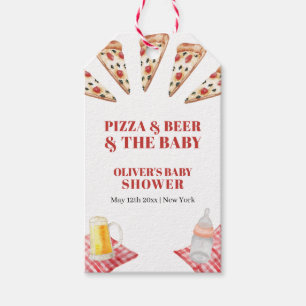 Rustic Modern Slice Pizza Beers Baby Shower Gift Tags