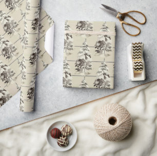 Rustic Modern Snowy Christmas Trees Wrapping Paper