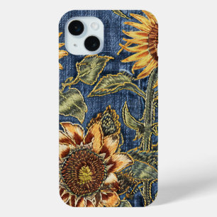 Rustic Modern  Sunflower and Denim iPhone case