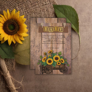 Rustic Modern Sunflower Carriage Baby Shower Thank You Card