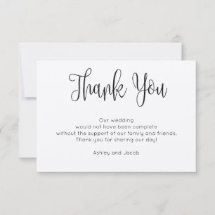 Rustic modern thank you card. Simple wedding kraft Card