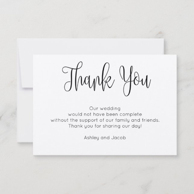 Rustic modern thank you card. Simple wedding kraft Card (Front)