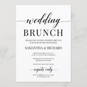 Rustic modern typography wedding brunch invitation