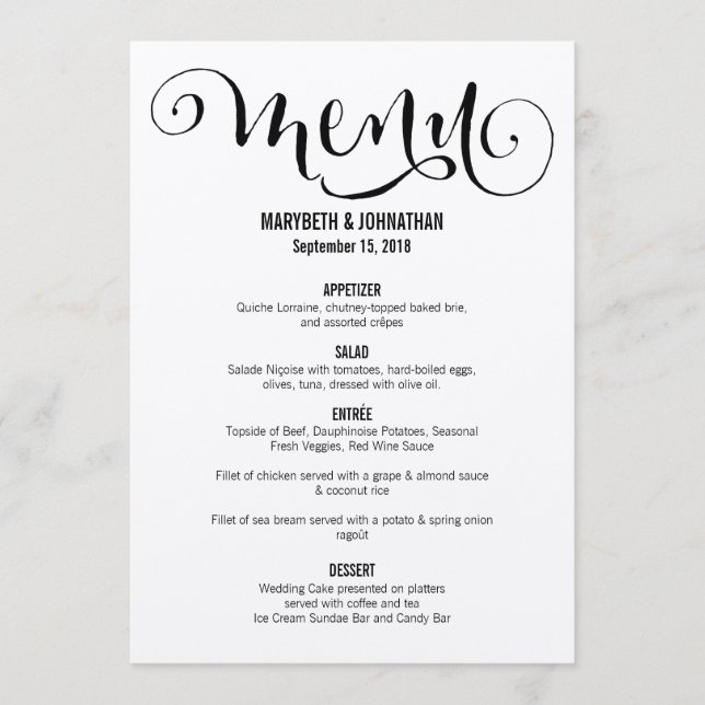 Rustic Modern We Do Script Wedding Menu Card (Front)
