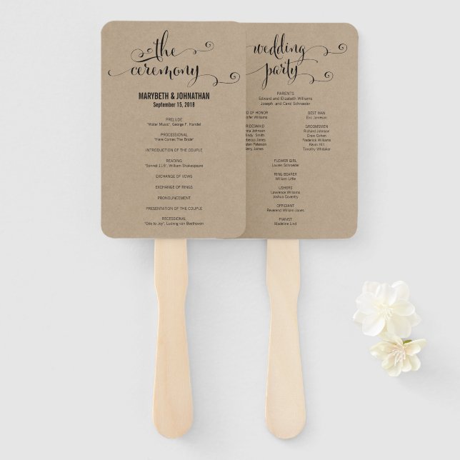 Rustic Modern We Do Script Wedding Program Fan (Front and Back)