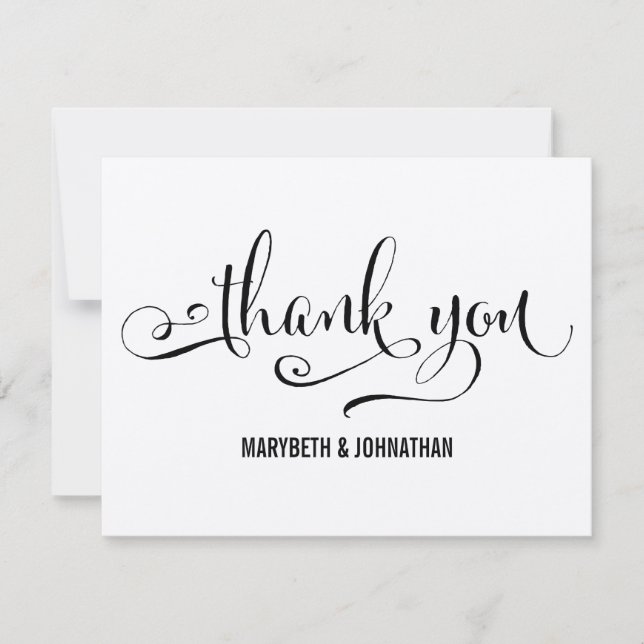 Rustic Modern We Do Script Wedding Thank You Card (Front)