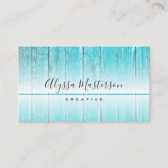 Rustic Modern Weathered Turquoise Barnwood Business Card (Front)