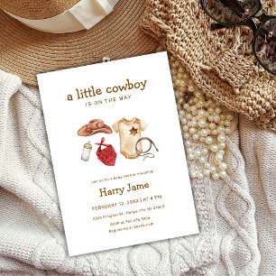 Rustic Modern Western Little Cowboy Baby Shower Invitation