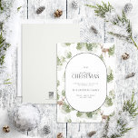 Rustic Modern Winter Forest Arch Merry Christmas Holiday Card<br><div class="desc">What better way to spread holiday cheer than with our Rustic Modern Winter Forest Pill Shape Merry Christmas Holiday Card? This beautiful card features a modern winter greenery pattern of green winter botanicals and deer's, behind the pill shaped inset featuring your holiday greetings. The word "Merry" is elegantly written in...</div>