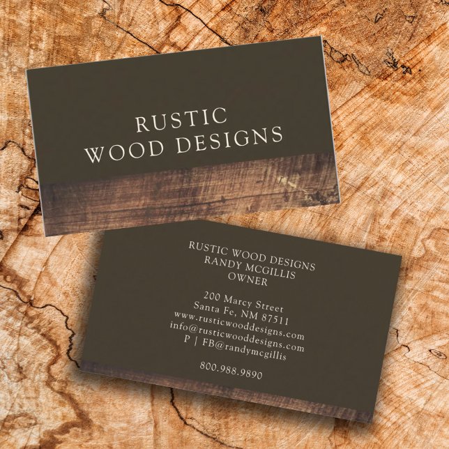 Rustic Modern Wood Carpentry Woodworker Business Card (Creator Uploaded)