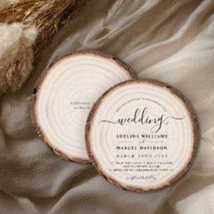 Rustic Modern Wood Natural Elegant Barn Wedding Invitation