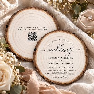 Rustic Modern Wood Natural Elegant Barn Wedding Invitation