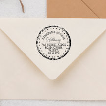 Rustic Modern Wreath Married Couple Return Address