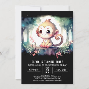 Rustic Monkey Birthday Invitation