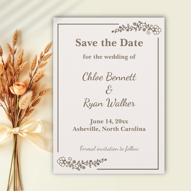 Rustic Monochrome Floral Save the Date (Creator Uploaded)