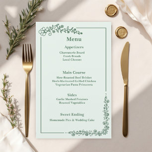 Rustic Monochrome Floral Wedding Menu