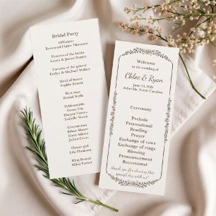 Rustic Monochrome Floral Wedding Program Programme