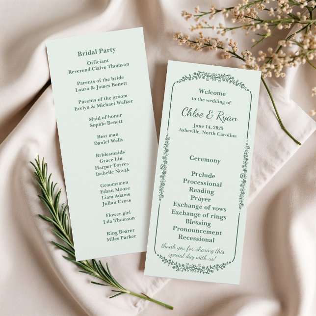 Rustic Monochrome Floral Wedding Program Programme (Creator Uploaded)