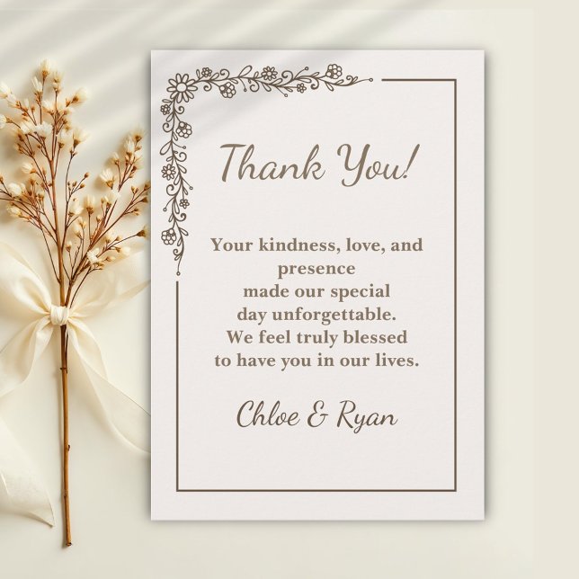 Rustic Monochrome Wedding Thank You Card (Creator Uploaded)