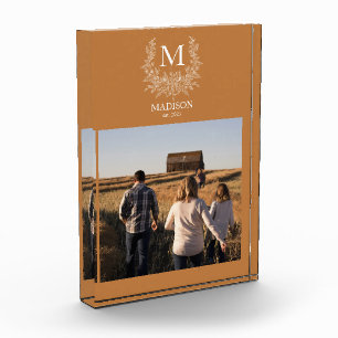 Rustic monogram 	Copper personalised initial  Photo Block