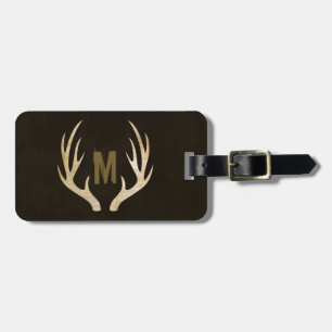 Rustic Monogram Deer Antler Luggage Tag