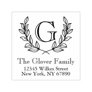Rustic Monogram Family Address Self-Inking Stamp