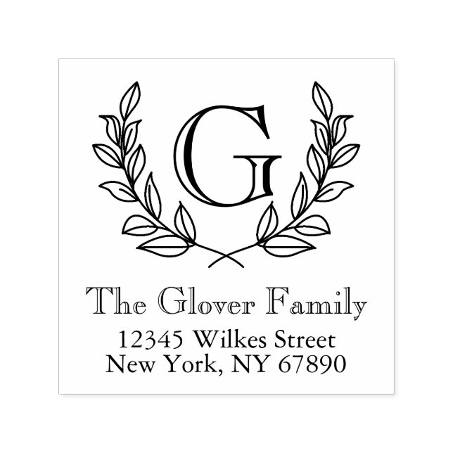 Rustic Monogram Family Address Self-Inking Stamp (Design)