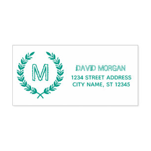 Rustic Monogram Family Name Address Custom Self-inking Stamp