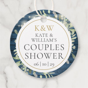 Rustic Monogram Greenery Couples Wedding Shower Favour Tags