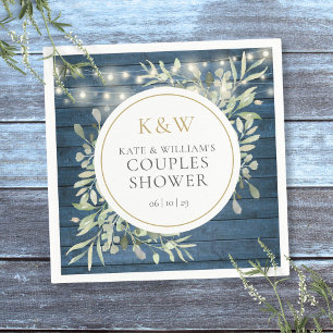 Rustic Monogram Greenery Couples Wedding Shower Napkin