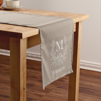 Rustic monogram Grullo personalised initial Short Table Runner
