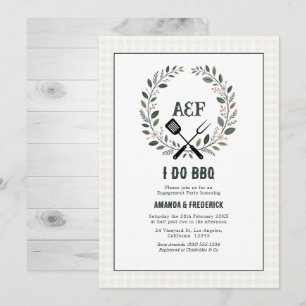 Rustic Monogram I Do BBQ Engagement Party Invitation