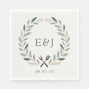 Rustic Monogram I Do BBQ Wedding Napkin