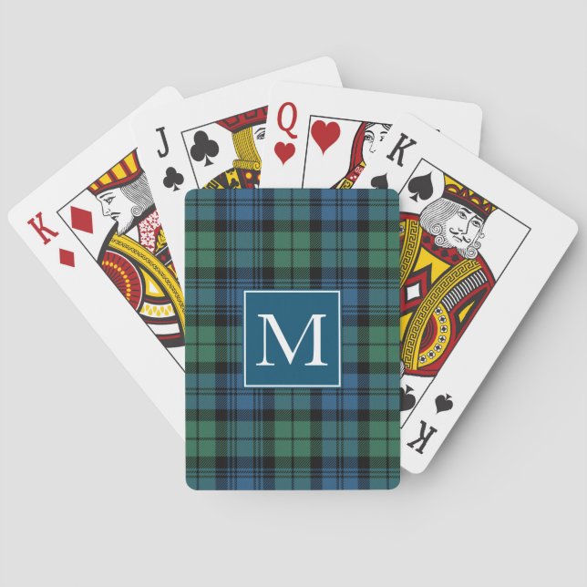 Rustic Monogram Initial Clan Campbell Plaid Playing Cards (Back)