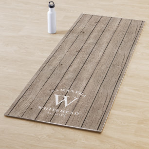 Rustic Monogram Light Wood Yoga Mat