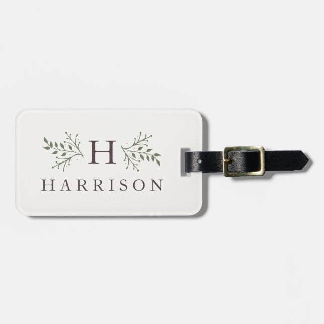 Rustic monogram luggage tag (Front Horizontal)