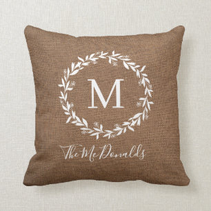 Rustic Monogram   Modern Farmhouse Cushion
